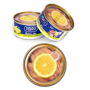 کنسرو فیله ماهی تون با لیمو تاپسی TOPSI درب شفاف 180 گرم - ایبو کالا